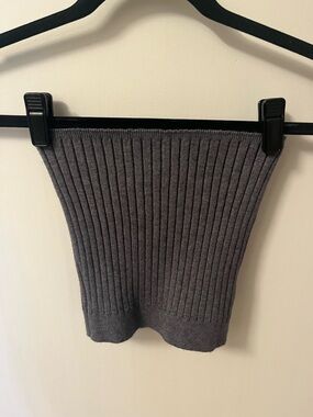 Tucci Ribbed Knit Tube Top in Charcoal Gray
